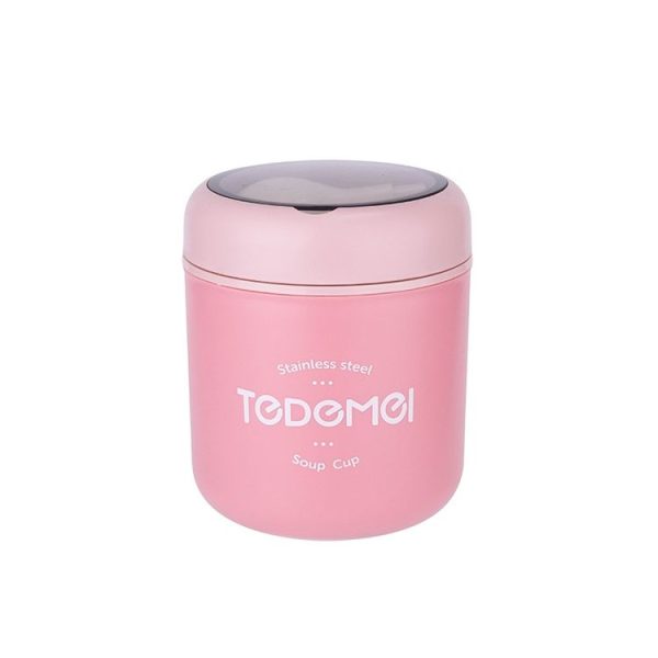 Portable Thermal Insulation Sealed Soup Cup With Lid Breakfast Lunch Box For Office Workers (Pink)