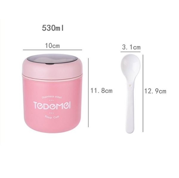 Portable Thermal Insulation Sealed Soup Cup With Lid Breakfast Lunch Box For Office Workers (Pink) - Image 7
