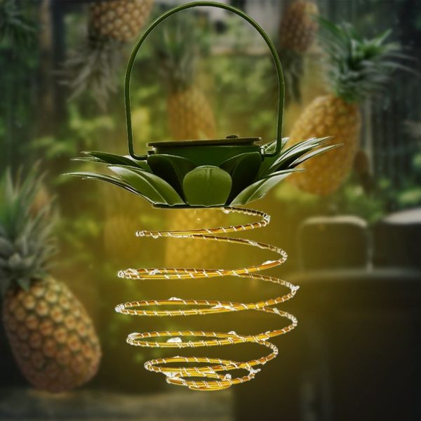 24 LEDs Solar Pineapple Lights Wrought Iron Lantern LED Copper Wire String Outdoor Waterproof Garden Decoration Lanterns - Image 2