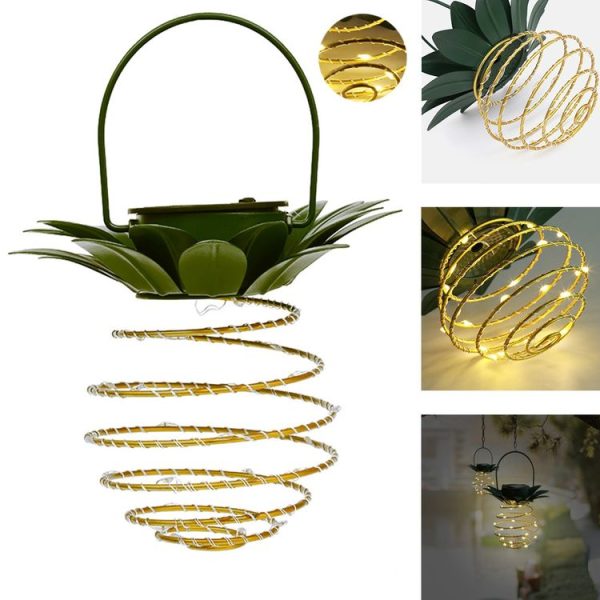 24 LEDs Solar Pineapple Lights Wrought Iron Lantern LED Copper Wire String Outdoor Waterproof Garden Decoration Lanterns - Image 3