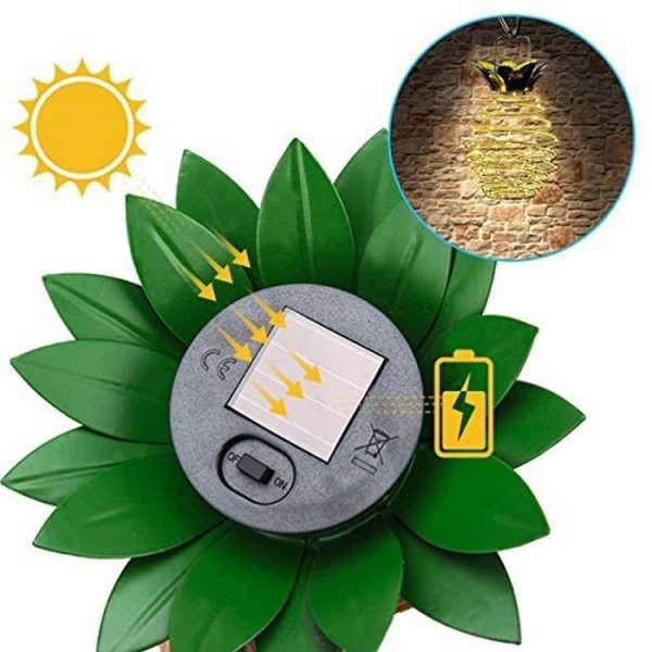 24 LEDs Solar Pineapple Lights Wrought Iron Lantern LED Copper Wire String Outdoor Waterproof Garden Decoration Lanterns - Image 4
