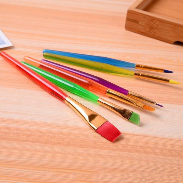 Zhu Ting Color Plastic Rod Children Paint Brush Set Gouache Watercolor Paint Brush Set, Model: 6pcs / Set