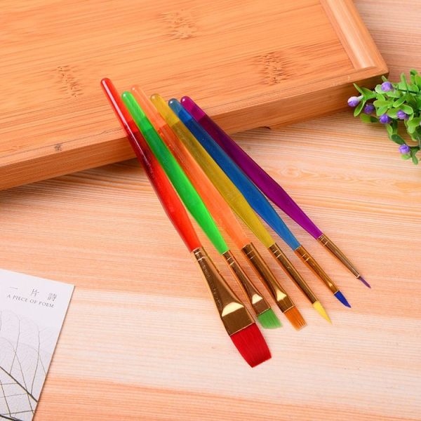 Zhu Ting Color Plastic Rod Children Paint Brush Set Gouache Watercolor Paint Brush Set, Model: 6pcs / Set - Image 2