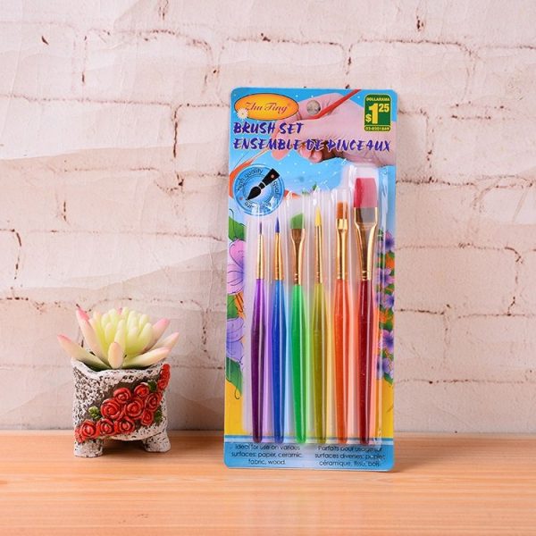 Zhu Ting Color Plastic Rod Children Paint Brush Set Gouache Watercolor Paint Brush Set, Model: 6pcs / Set - Image 5