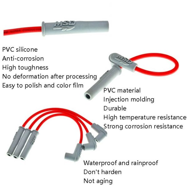 TF-2513 MSD Booster Line High Pressure Bag Spark Plug Hat Motorcycle MSD Ignition Line (Silver Red) - Image 5