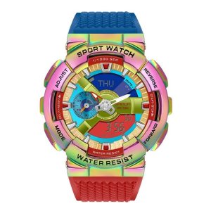 SANDA 9004 Men Symphony Dual Display Synchronous Outdoor Luminous Electronic Multifunction Watch (Illusion)
