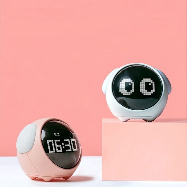 Cartoon Smart Alarm Clock For Children Bedroom Bedside LED Lamp Charging Electronic Digital Clock, Colour: White (Expression Version) - Image 6
