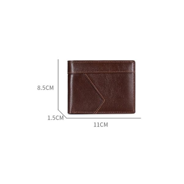 Stitching Leather Men Wallet RFID Anti-Theft Wallet (Black) - Image 3