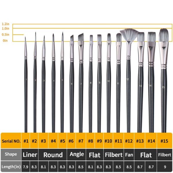 17 in 1 Acrylic Paint Brush Multi-Purpose Nylon Wool Watercolor Paint Brush Art Painting Material Qith Canvas Painting Bag (Black) - Image 3