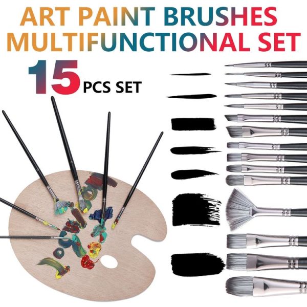 17 in 1 Acrylic Paint Brush Multi-Purpose Nylon Wool Watercolor Paint Brush Art Painting Material Qith Canvas Painting Bag (Black) - Image 5