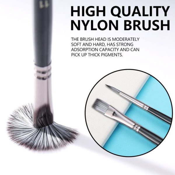 17 in 1 Acrylic Paint Brush Multi-Purpose Nylon Wool Watercolor Paint Brush Art Painting Material Qith Canvas Painting Bag (Black) - Image 6