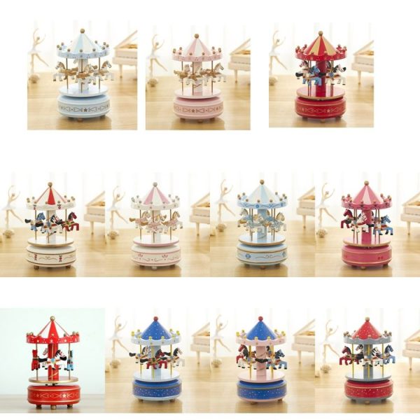 Sky City Carousel Clockwork Music Box Couples Birthday Gift (K0132 Star Pink) - Image 2