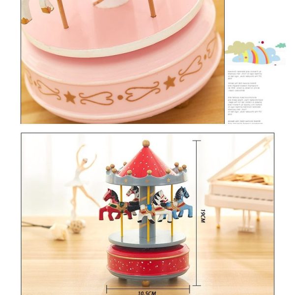 Sky City Carousel Clockwork Music Box Couples Birthday Gift (K0132 Star Pink) - Image 3