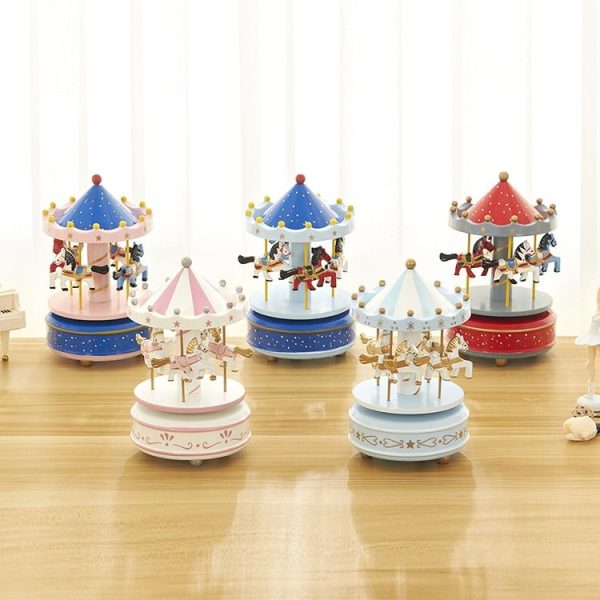 Sky City Carousel Clockwork Music Box Couples Birthday Gift (K0132 Star Pink) - Image 6