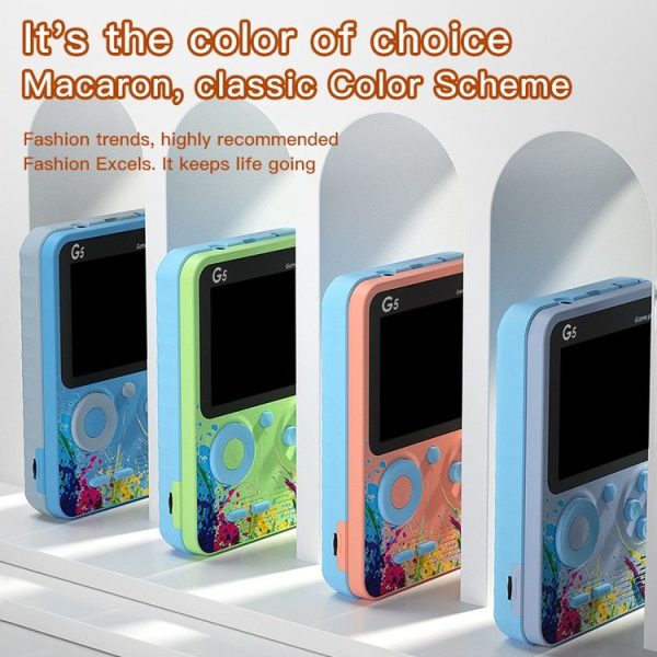 G5 Retro Children Macaron Handheld Game Console Color Screen Built-In 500 Games, Style: Single (Gray) - Image 2
