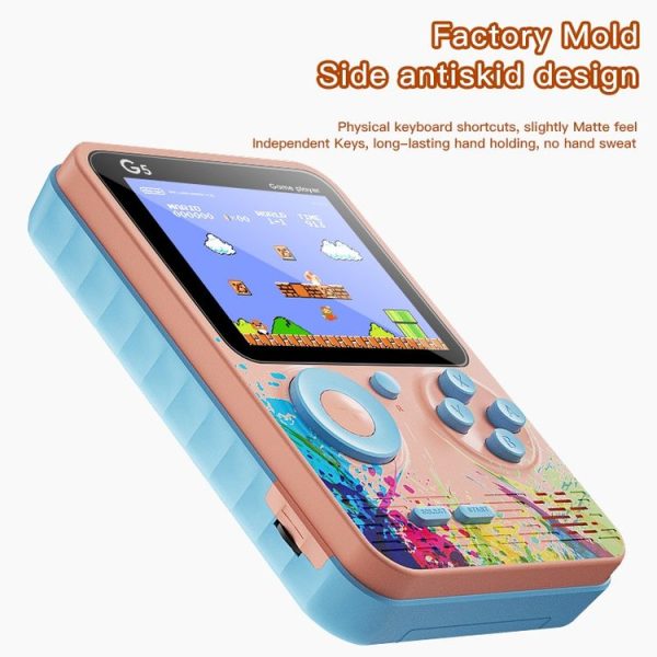 G5 Retro Children Macaron Handheld Game Console Color Screen Built-In 500 Games, Style: Single (Gray) - Image 3
