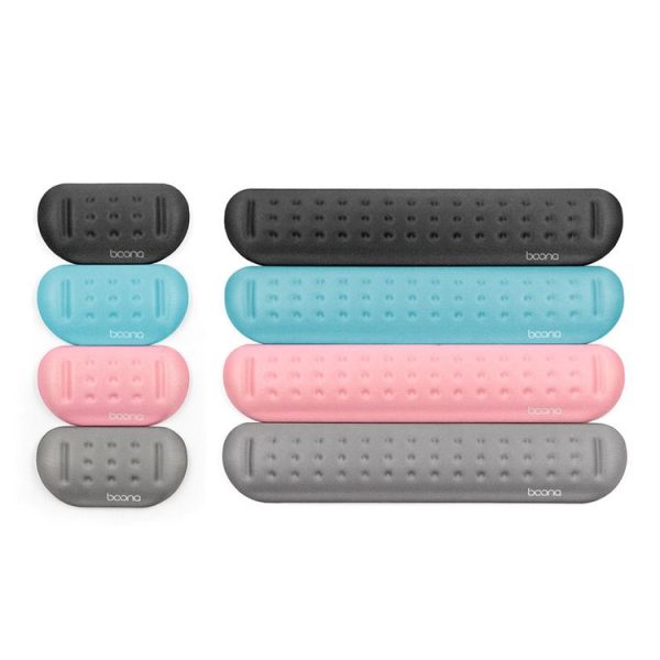 Baona Silicone Memory Cotton Wrist Pad Massage Hole Keyboard Mouse Pad, Style: Medium Keyboard Rest (Black) - Image 2