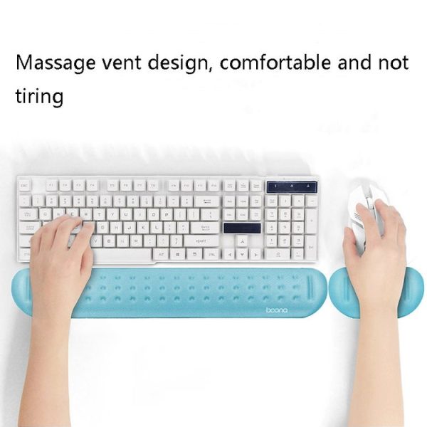 Baona Silicone Memory Cotton Wrist Pad Massage Hole Keyboard Mouse Pad, Style: Medium Keyboard Rest (Black) - Image 4