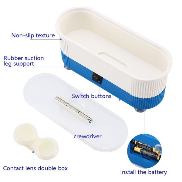 3 in 1 Glasses Cleaning Machine Small Contact Lens Glasses Jewelry Watch Cleaner (Blue) - Image 4