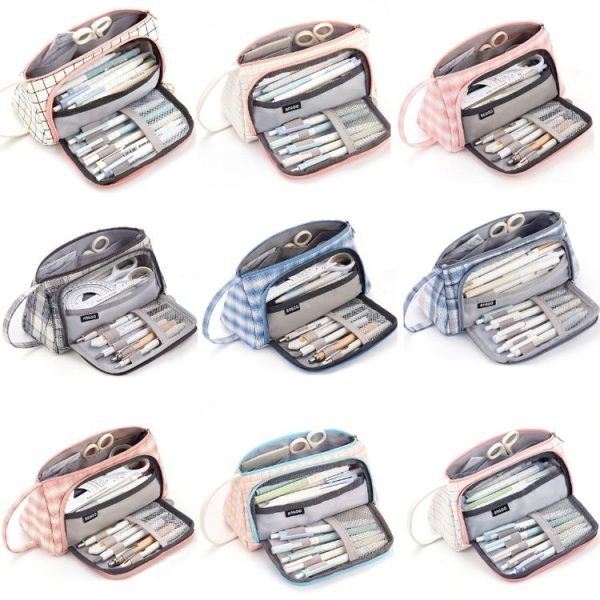 Angoo Large Capacity Pencil Case Cute Canvas Stationery Bag, Color: Black White In The Palm - Image 2