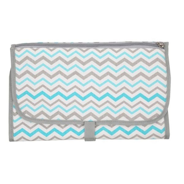 Portable Baby Changing Mat Multifunctional Baby Changing Table Waterproof Bag (Green Thin Waves) - Image 2