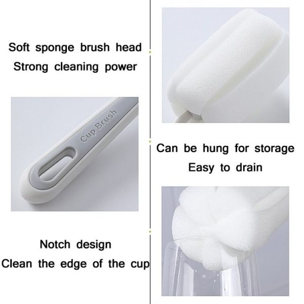 Baby Bottle Vacuum Cup Sponge Long Handle Brush Household Cleaning Brush (Blue) - Image 4