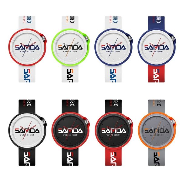 SANDA 3200 Silicone Belt Quartz Sports Watch For Men And Women (White Red) - Image 2