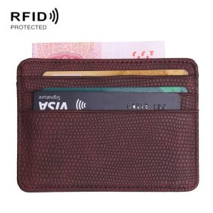 KT1002 RFID Function Lizard Pattern Bank Card Holder PU Business Card Case (Brown)