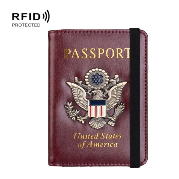 LT101 Multi-Card Passport Holder Anti-Magnetic Bank Card Holder (Wine)