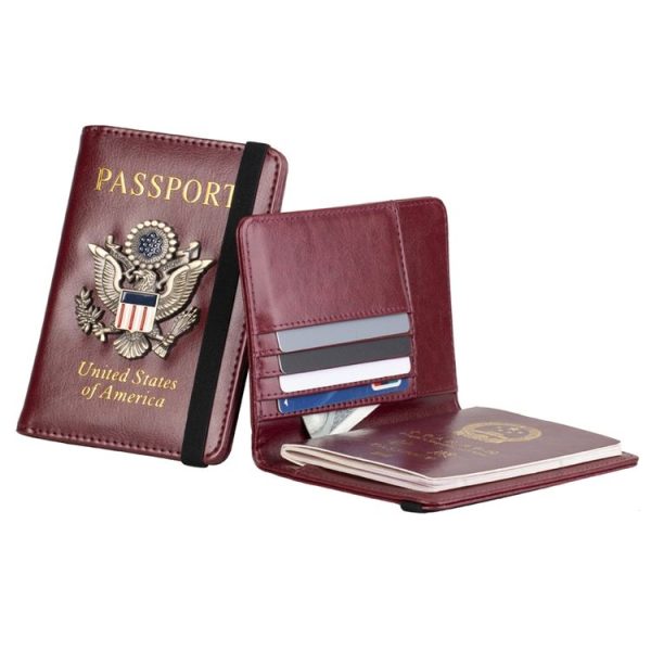 LT101 Multi-Card Passport Holder Anti-Magnetic Bank Card Holder (Wine) - Image 3