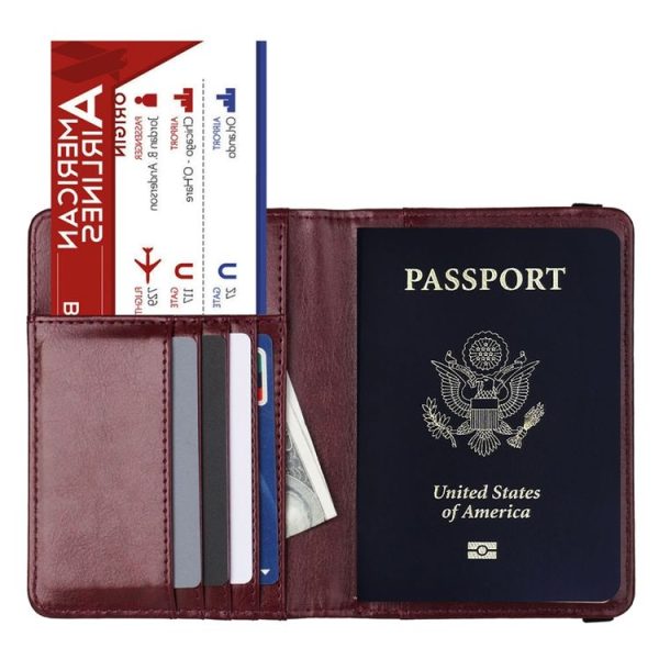 LT101 Multi-Card Passport Holder Anti-Magnetic Bank Card Holder (Wine) - Image 4