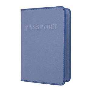 MS101 Frosted PU Multi-Card Passport Holder Travel Abroad Passport Card Holder, Color: Blue