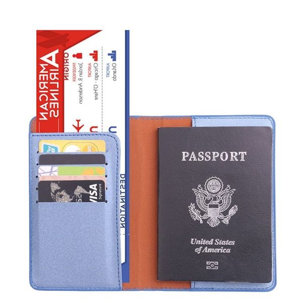 MS101 Frosted PU Multi-Card Passport Holder Travel Abroad Passport Card Holder, Color: Blue - Image 3