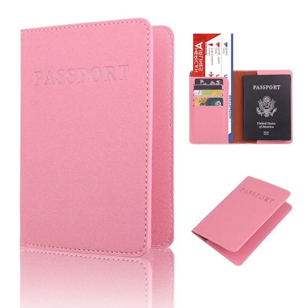 MS101 Frosted PU Multi-Card Passport Holder Travel Abroad Passport Card Holder, Color: Pink - Image 2