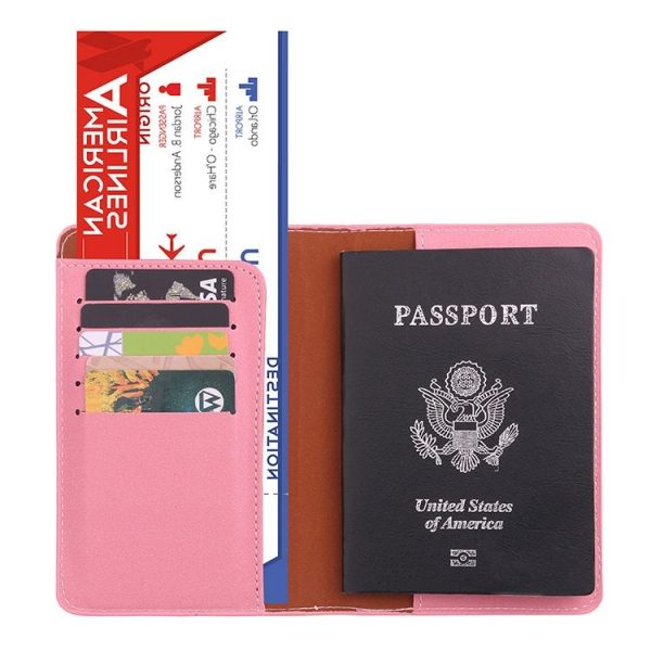 MS101 Frosted PU Multi-Card Passport Holder Travel Abroad Passport Card Holder, Color: Pink - Image 3