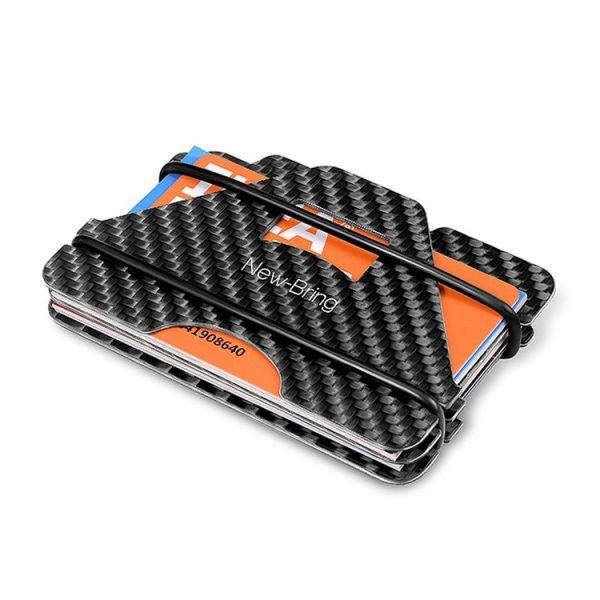 New Bring Metal Card Holder Anti-Demagnetization Anti-Theft Brush Anti-RFID Card Holder Ultra-Thin Card Holder Men Wallet (Carbon Fiber) - Image 2