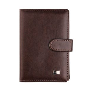 Covc1002 Bank Card Passport Card Holder With Buckle Clip PU Document Protection Card Holder (Brown)