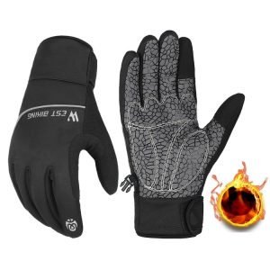 WEST BIKING YP0211220 Winter Warm Fleece Ski Gloves Silicone Non-Slip Riding Gloves, Size: L (Black)