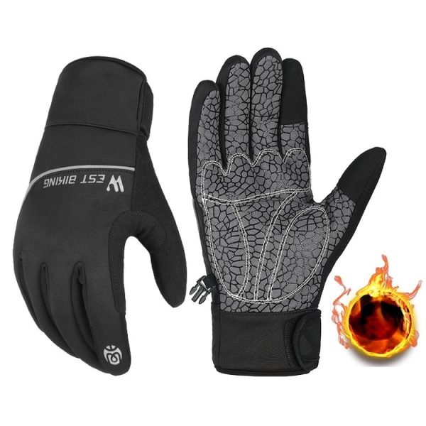 WEST BIKING YP0211220 Winter Warm Fleece Ski Gloves Silicone Non-Slip Riding Gloves, Size: XL (Black)