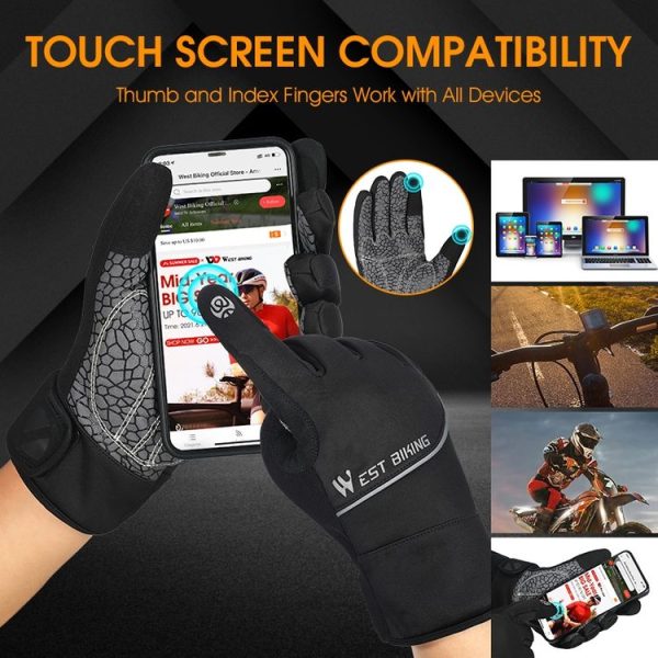 WEST BIKING YP0211220 Winter Warm Fleece Ski Gloves Silicone Non-Slip Riding Gloves, Size: XL (Black) - Image 4