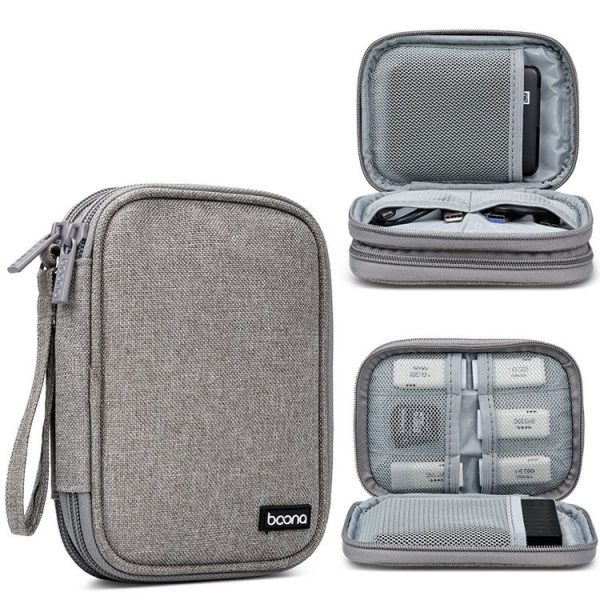 Baona BN-C003 Mobile Hard Disk Protection Cover Portable Storage Hard Disk Bag, Specification: Double-layer (Gray) - Image 2