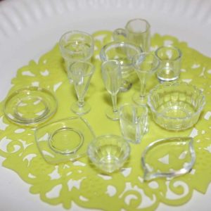5 Sets Plastic Dishes Bowl Cutlery Set Dolls House Miniature Accessories 1: 12 Scale
