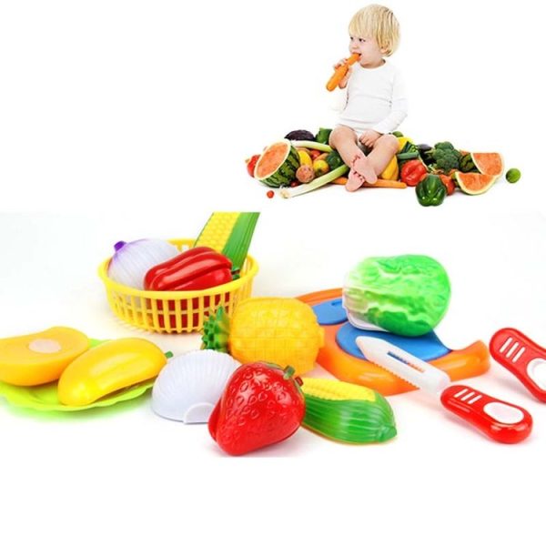 12 in 1 Kids Kitchen Toy Plastic Fruit Vegetable Food Cutting Pretend Play Early Educational - Image 4