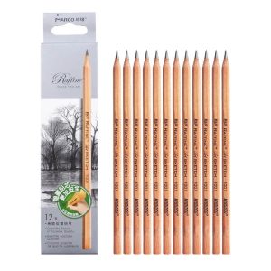 12pcs / Box Marco 7001 Sketch Pencil Children Original Wooden Word Learning Stationery Art Calligraphy Drawing Pencil, Lead hardness: 2B