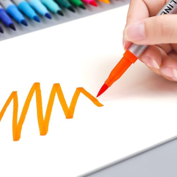 Skyglory Children Drawing Double-Headed Hook Line Pen Art Soft-Headed Watercolor Pen, Specification 18 Color Silver Pole - Image 5