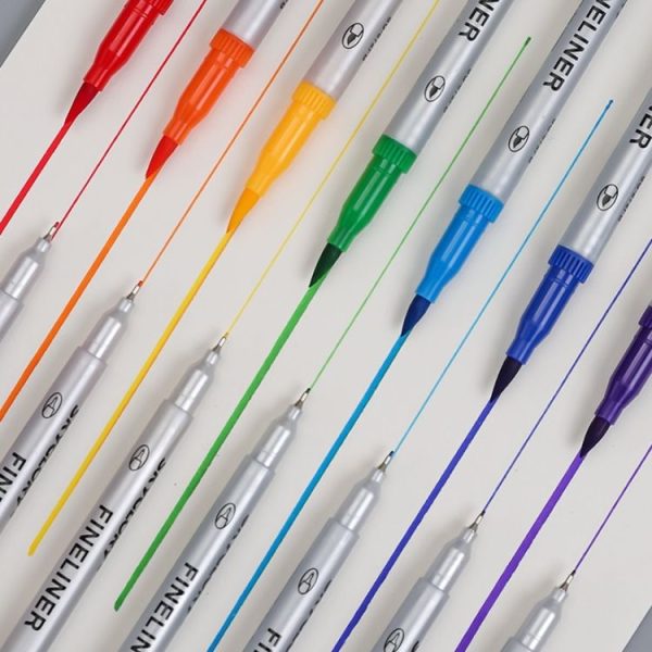 Skyglory Children Drawing Double-Headed Hook Line Pen Art Soft-Headed Watercolor Pen, Specification 18 Color Silver Pole - Image 6