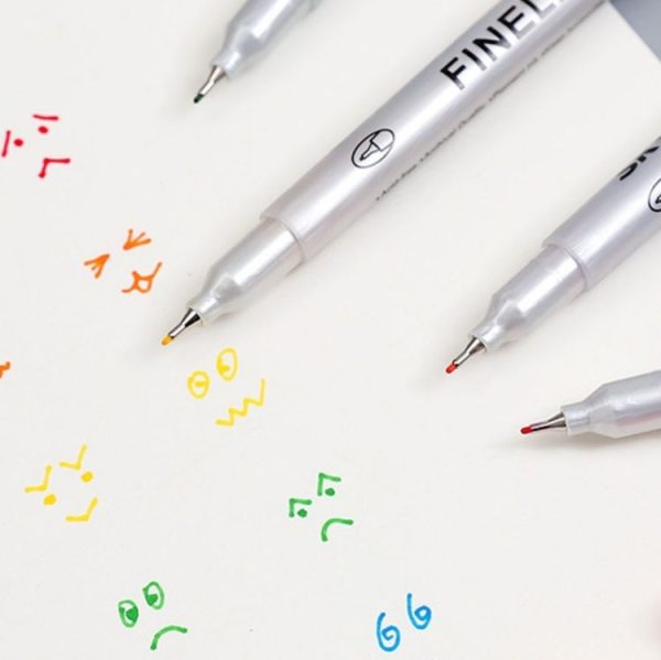Skyglory Children Drawing Double-Headed Hook Line Pen Art Soft-Headed Watercolor Pen, Specification 18 Color Silver Pole - Image 7