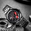 SANDA P1065 Wheel Series Casual Steel Band Quartz Watch For Men (Silver Red) - Image 3