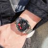 SANDA P1065 Wheel Series Casual Steel Band Quartz Watch For Men (Silver Red) - Image 5