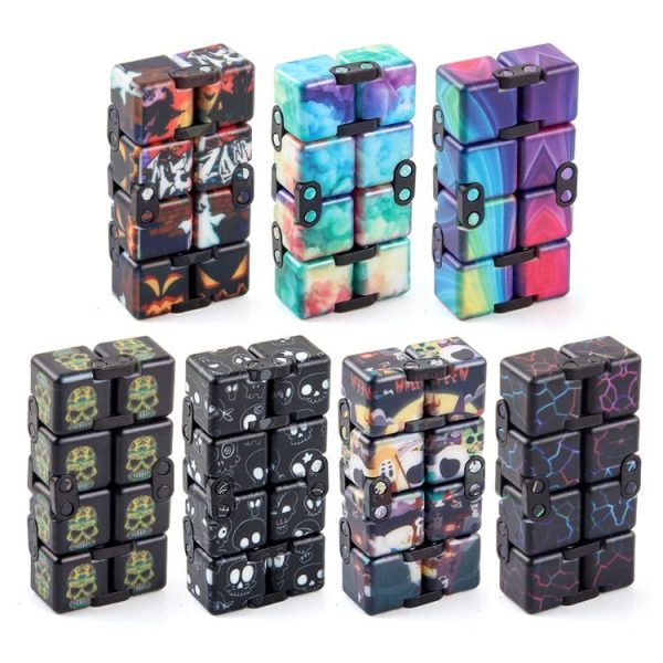 3 PCS Unlimited Magics Cube Colorful UV Printing Pocket Magic Cube Variety Folding Fingertip Magic Cube Decompression Toy (NO.168-8-37 Color Stripe Pattern) - Image 7